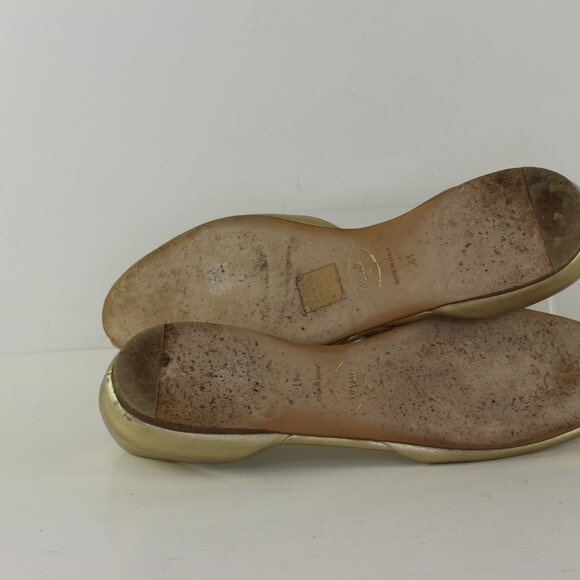 Prada Gold Peep Toe Flats Womens (EU 41/US 9.5) - Picture 6 of 8